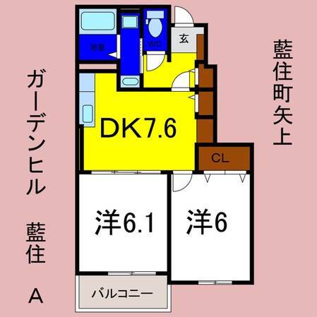 ガーデンヒル藍住Ａの物件間取画像